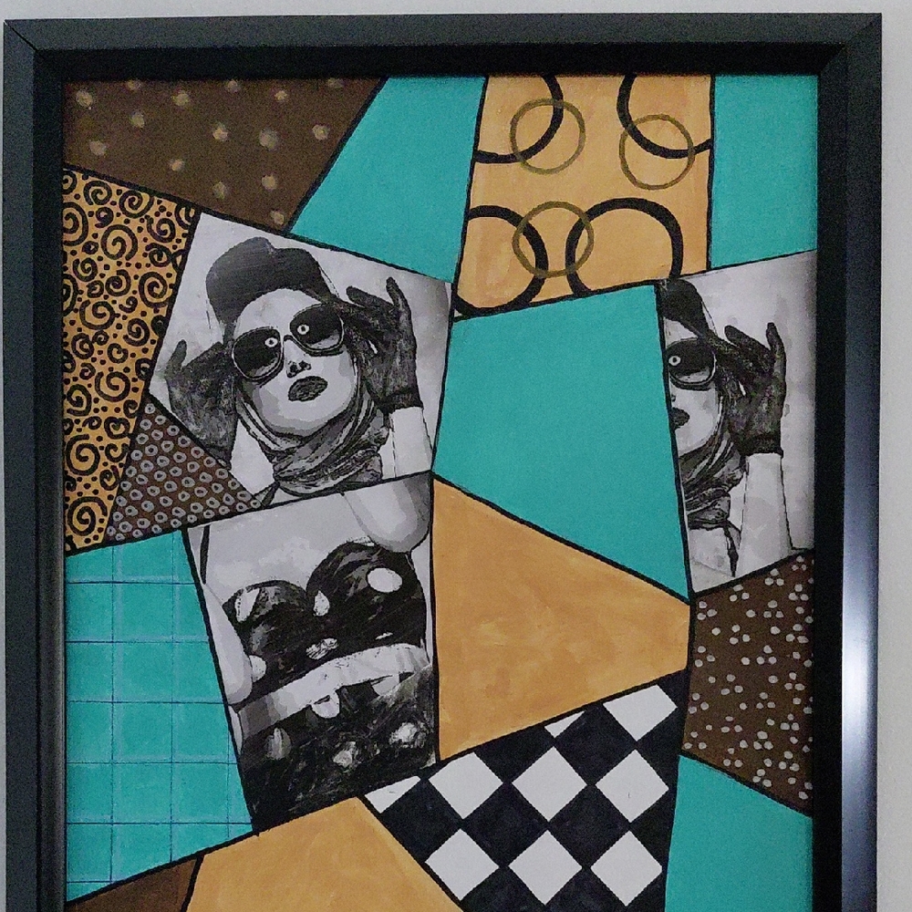 Abstract Geometric Art in Black Frame